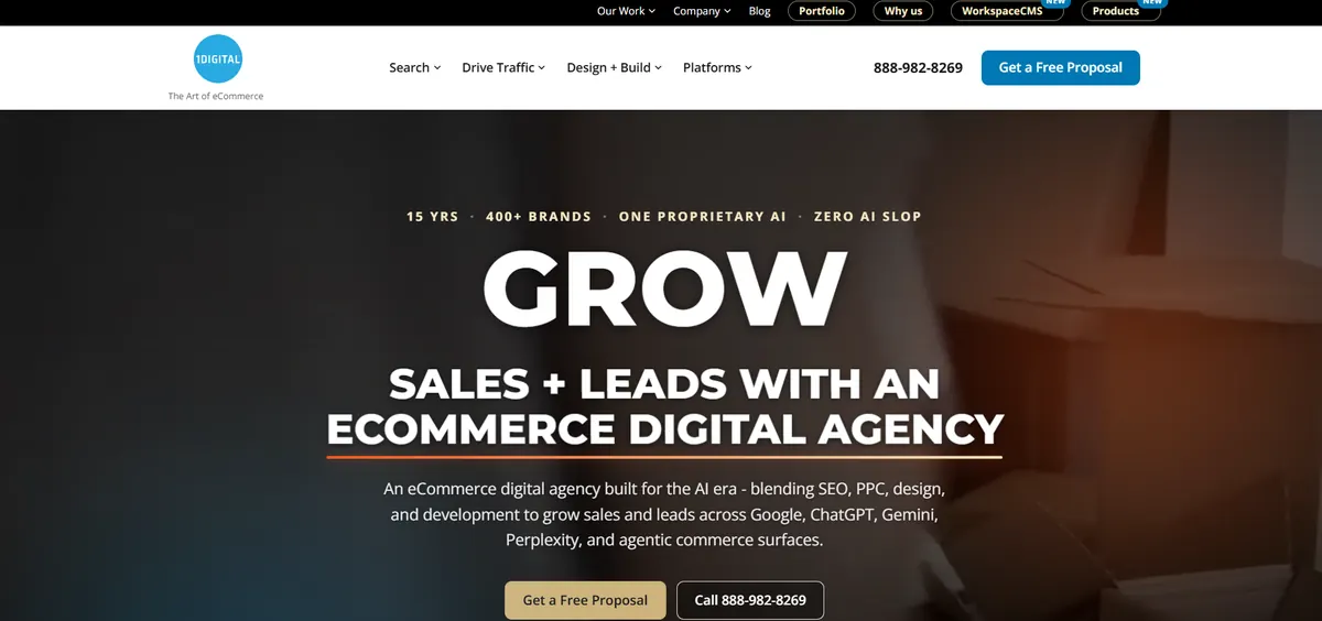 1Digital Agency homepage screenshot
