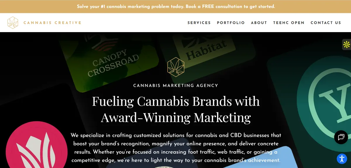 Cannabis Creative Group homepage screenshot