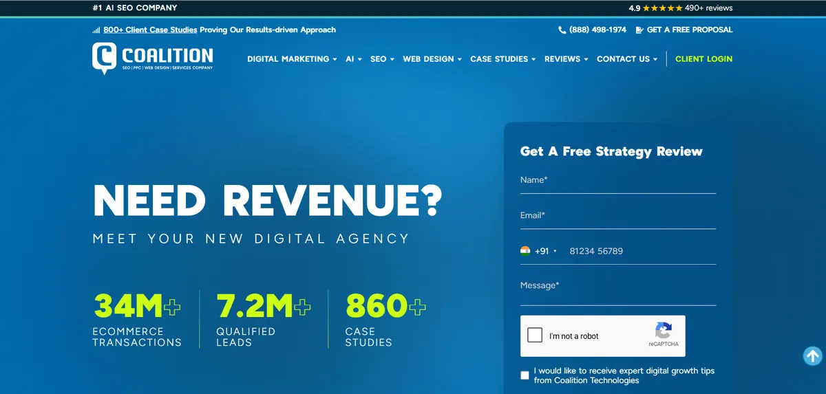 Coalition Technologies homepage screenshot
