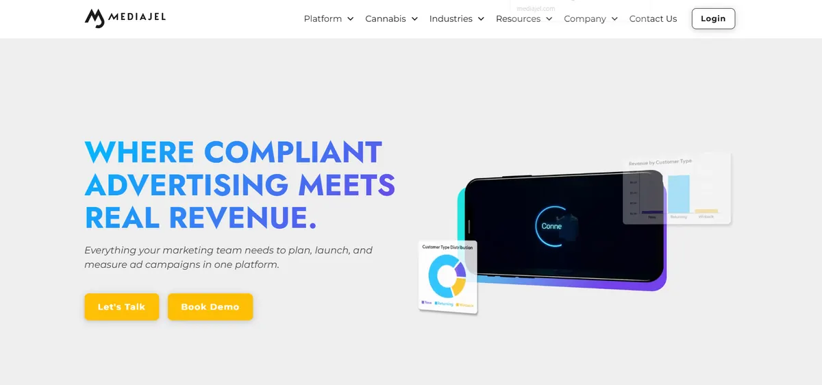 MediaJel homepage screenshot