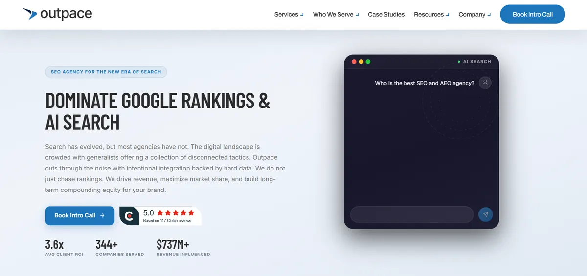 Outpace SEO homepage screenshot